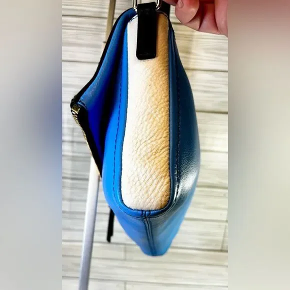 013-Kate Spade Marsala Blk,wht&blue color Block Leather Messenger Crossbody Bag - Picture 6 of 13